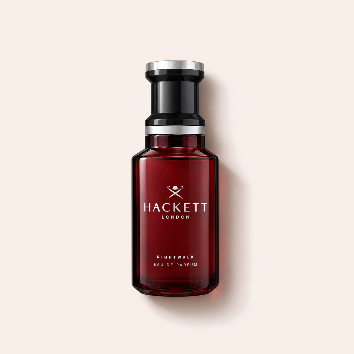 Hackett London Nightwalk EDP 100 ml – titulní fotografie flakonu položeného na béžovém pozadí – MrRizz