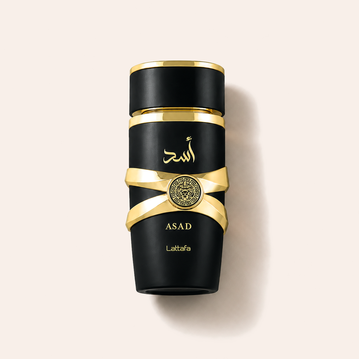 Lattafa Asad EDP 100 ml, černý pánský flakon se zlatými detaily – MrRizz
