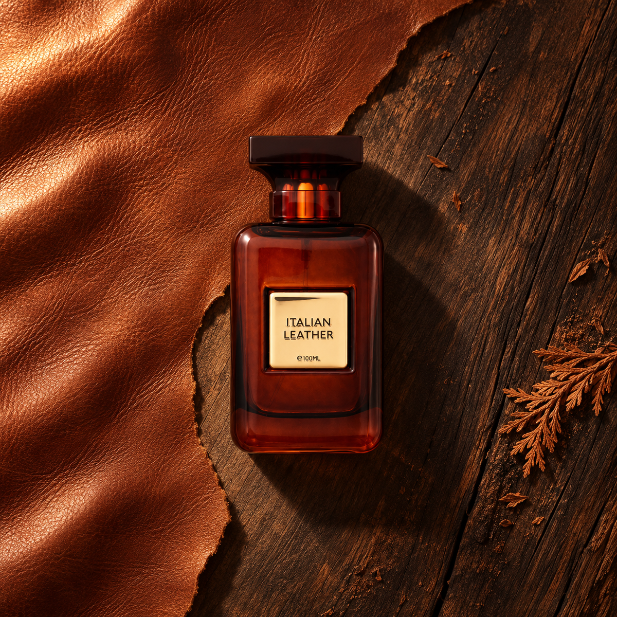 Flavia Parfum Italian Leather 100 ml – parfém v prostředí, pohled shora s bočním stínem