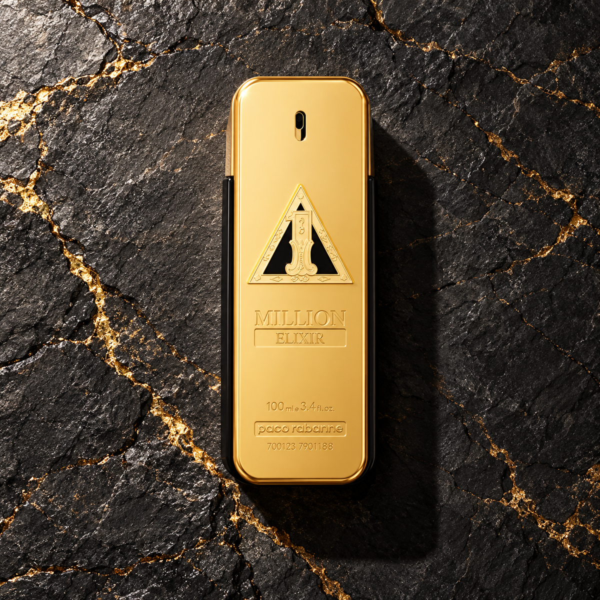 Paco Rabanne 1 Million Elixir 100 ml – parfém v prostředí, pohled shora s bočním stínem
