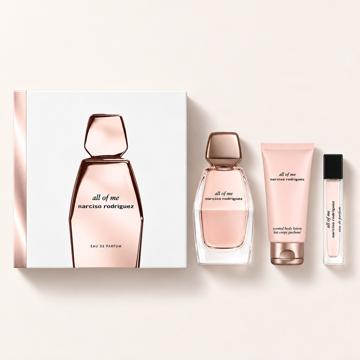 Dárkový set Narciso Rodriguez All Of Me EDP 90 ml, EDP 10 ml a tělové mléko 50 ml – MrRizz