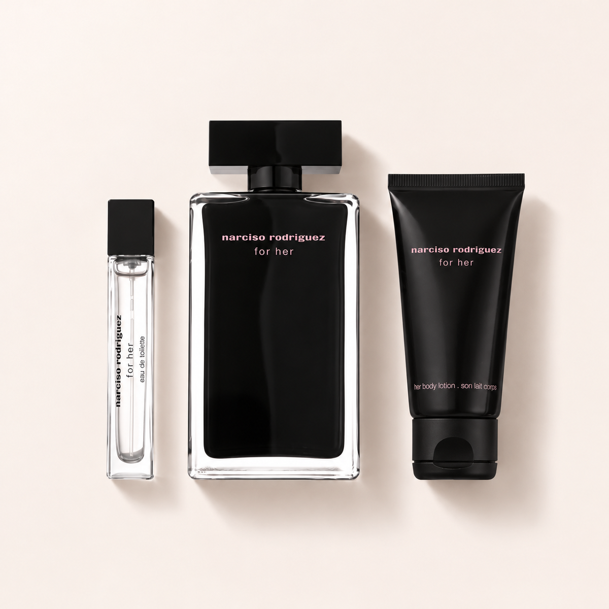 Dárkový set Narciso Rodriguez For Her EDT 100 ml, EDT 10 ml a tělové mléko 50 ml – MrRizz
