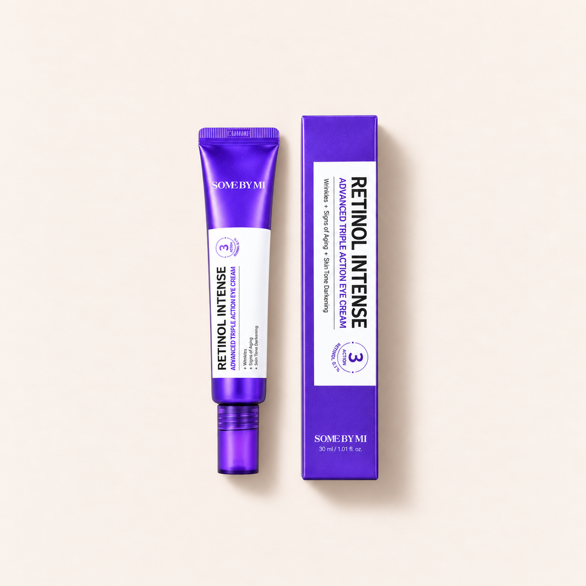 Some By Mi Retinol Intense Advanced Triple Action Eye Cream 30 ml – výrobek s odpovídajícím obalem vleže – MrRizz