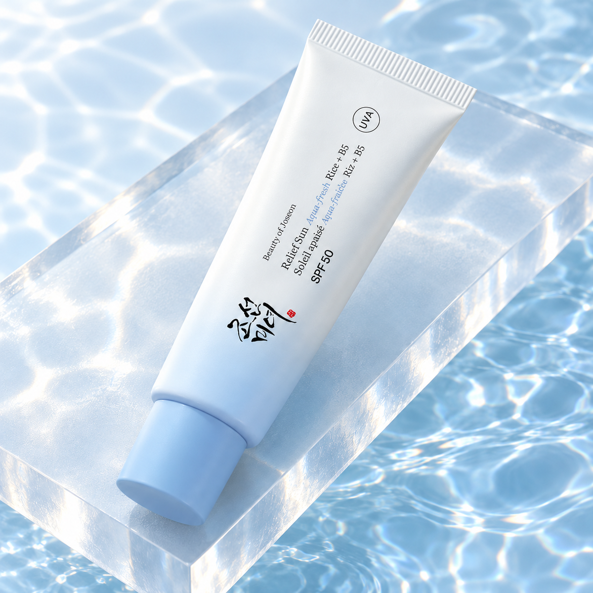 Beauty of Joseon Relief Sun Aqua Fresh Rice + B5 50 ml ve svěžím vodním prostředí – MrRizz